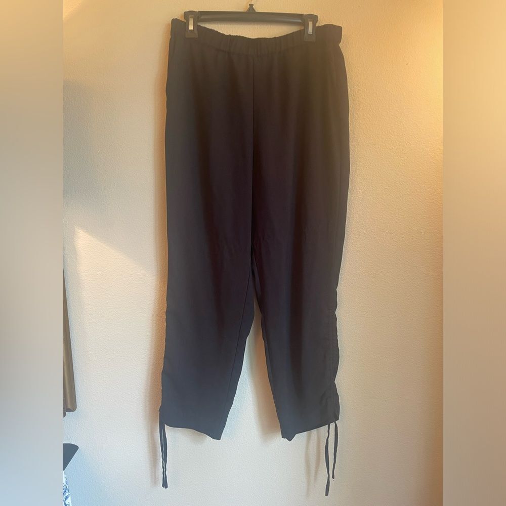 CeCe elastic waist rouched leg dress pants size large black